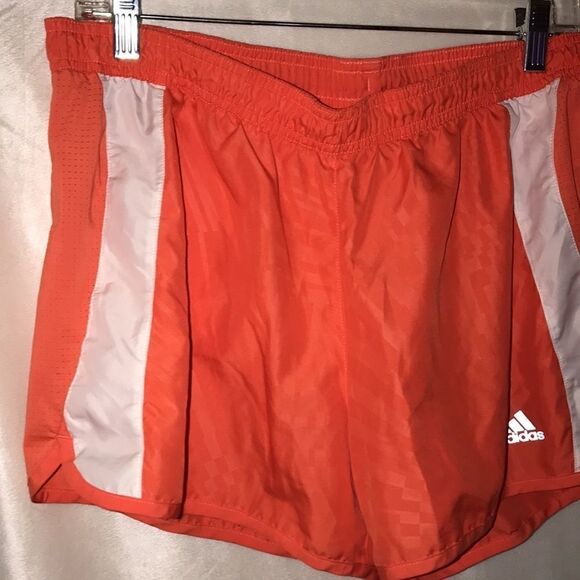 Adidas Women's Athletic Elastic Waist Orange White Running Shorts Size L - Picture 3 of 8
